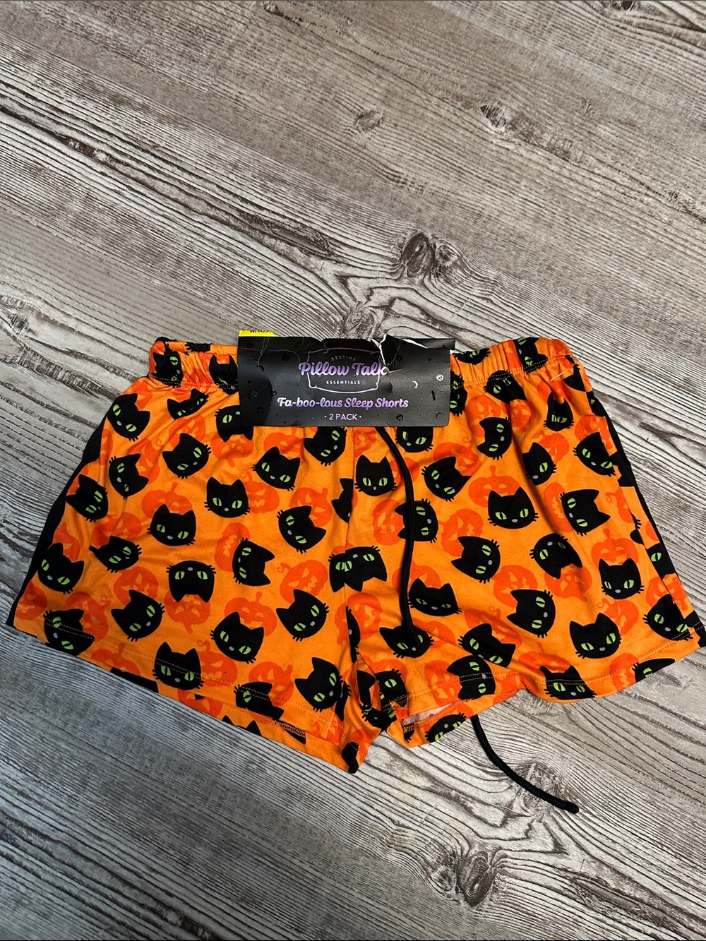 Orange Halloween Cat Sleep Shorts two pack